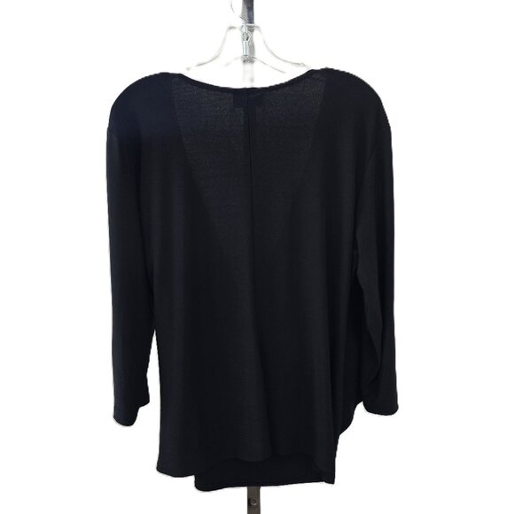 Coldwater Creek Layered Faux Wrap V-Neck 3/4 Top Black 1X - Picture 2 of 5